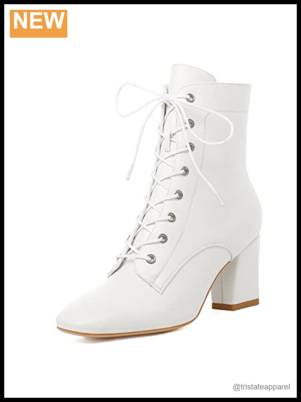Women's Square Toe Chunky Heels Ankle Boots Lace Up Side Zipper Block Heel